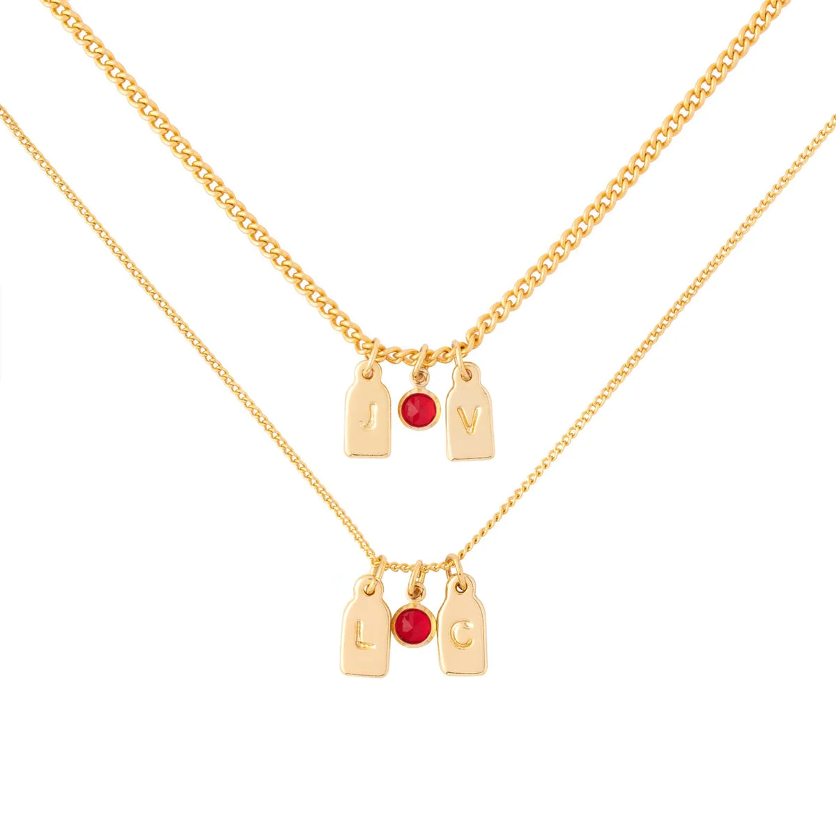 Initials & Anniversary Stone Necklace