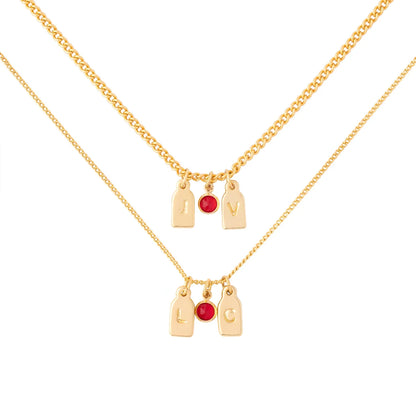 Initials & Anniversary Stone Necklace