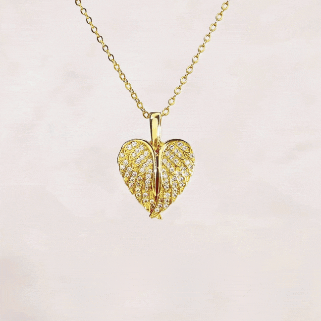 Custom Angel Wings Heart Photo Necklace