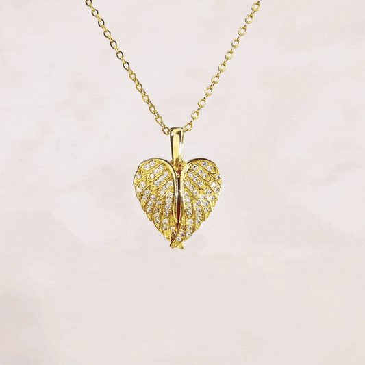Custom Angel Wings Heart Photo Necklace