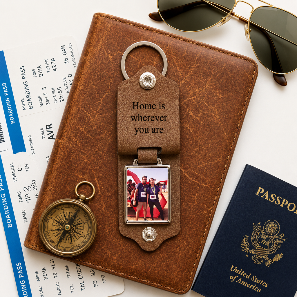 Custom Photo Keychain with Engraved Text