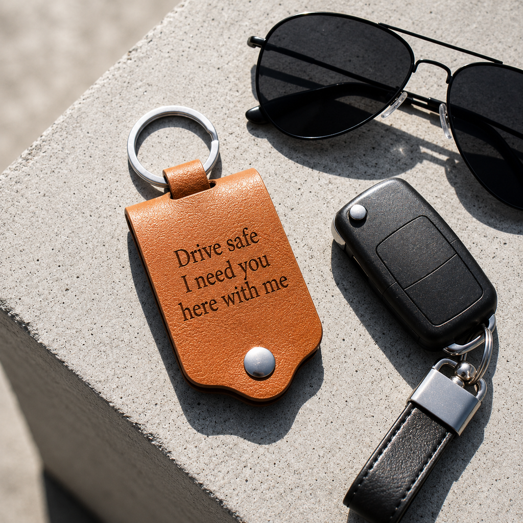Custom Photo Keychain with Engraved Text