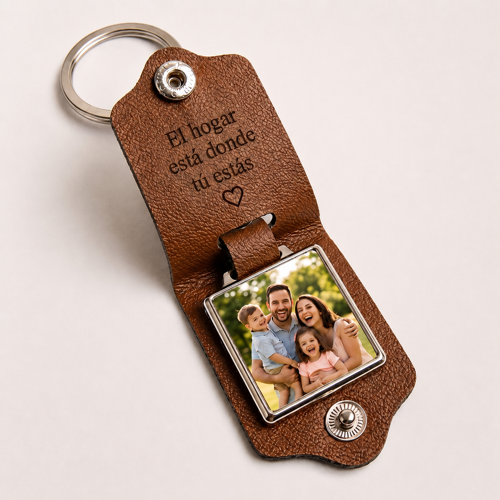 Llavero con foto personalizado y texto grabado