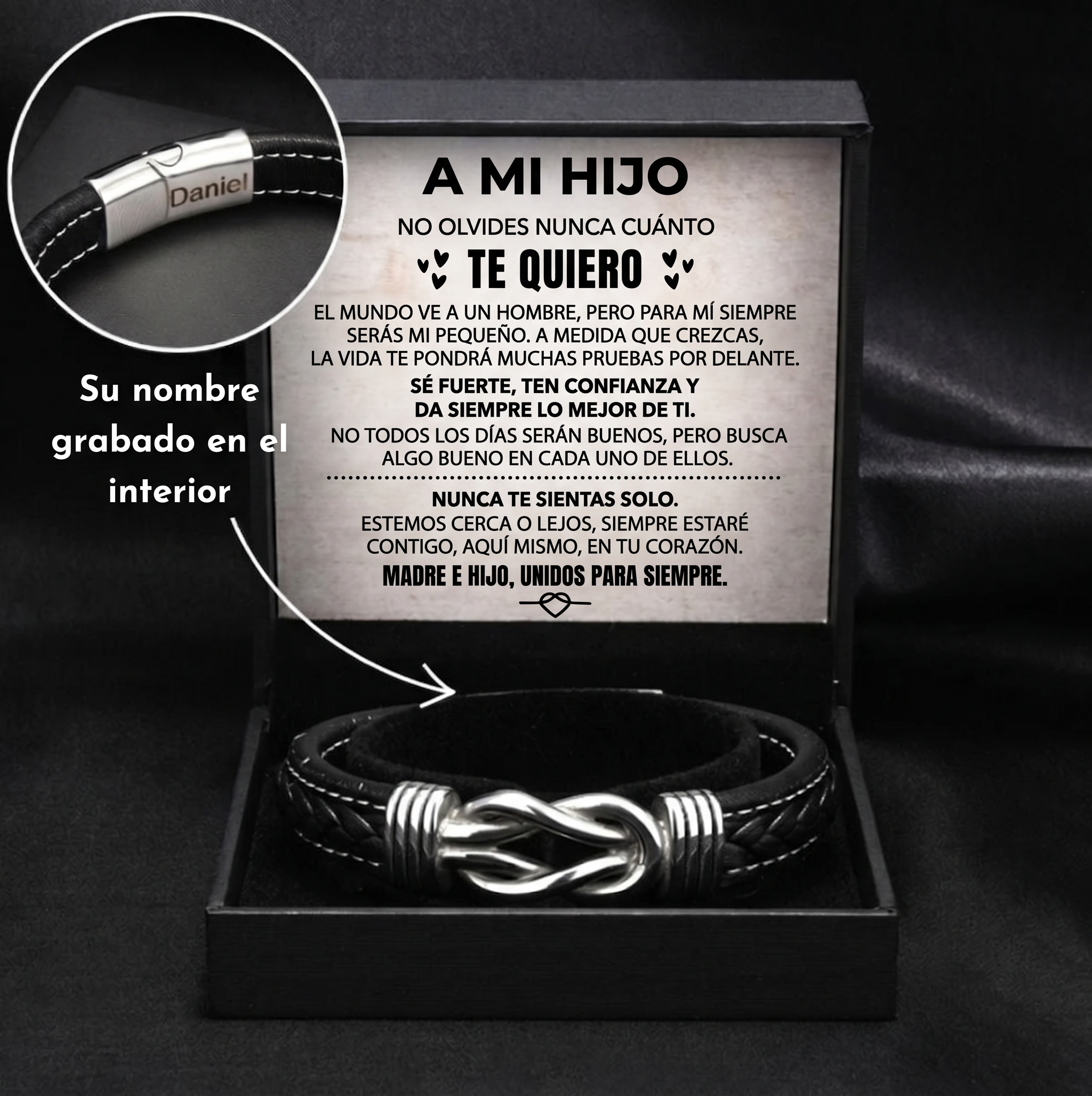 «Para mi hijo» — Pulsera grabada
