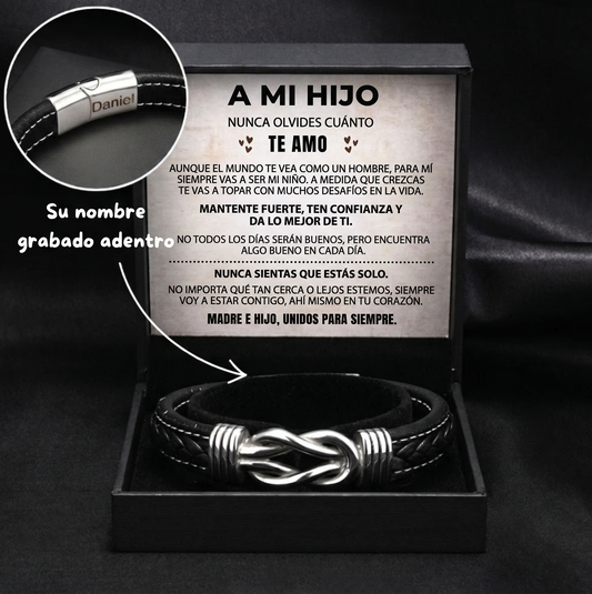"Para mi hijo" — Pulsera grabada
