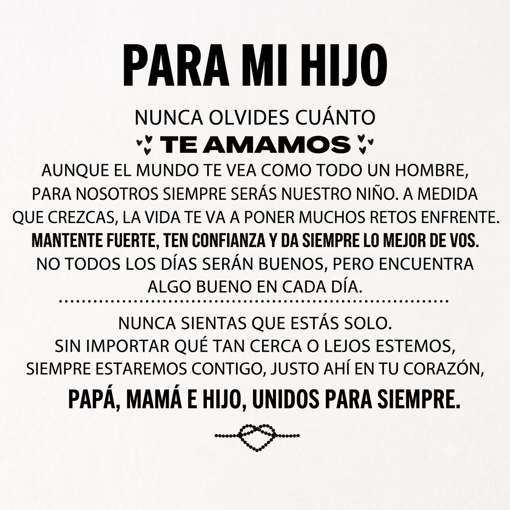 «Para mi hijo» — Pulsera grabada