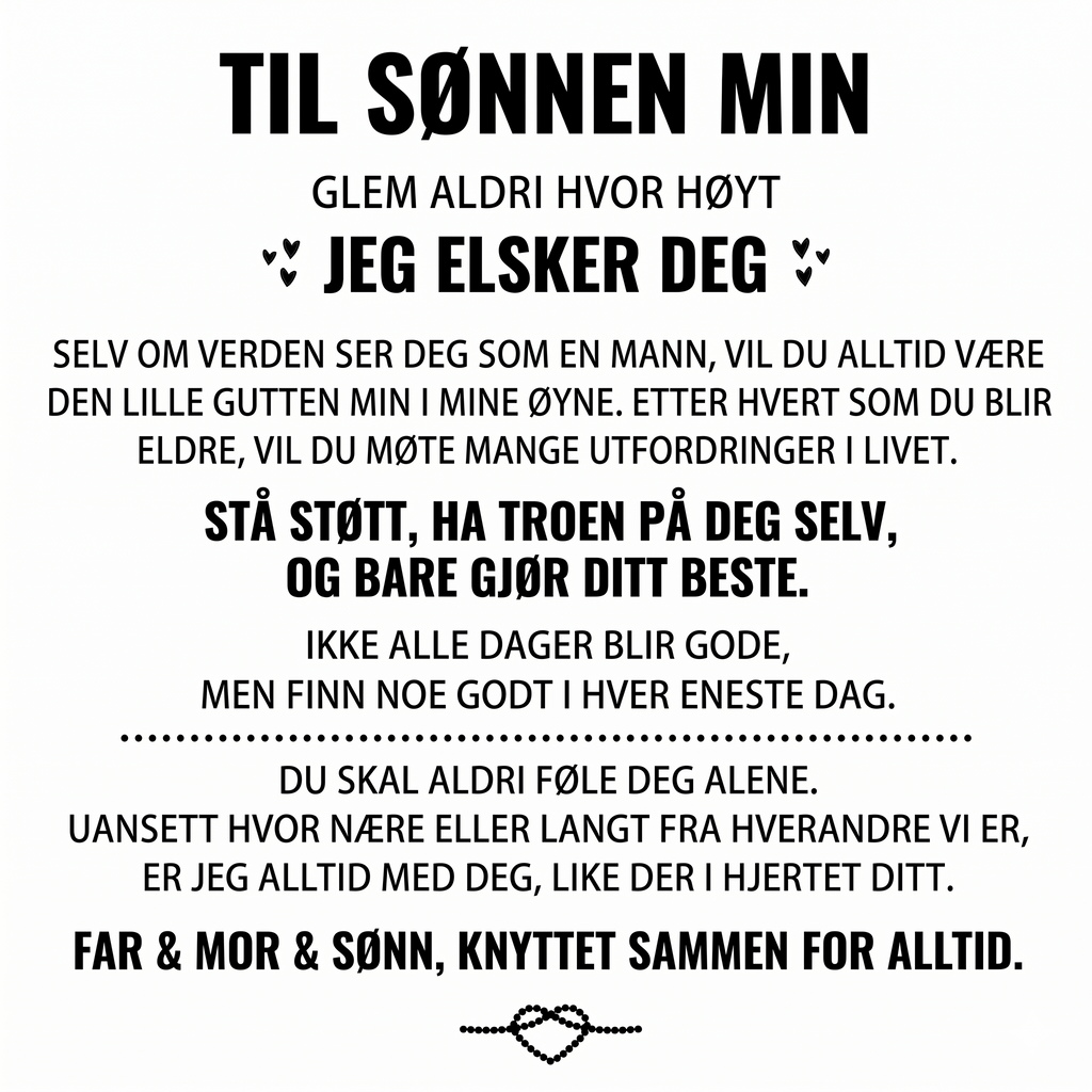 "Til Min Sønn" Gravert Armbånd