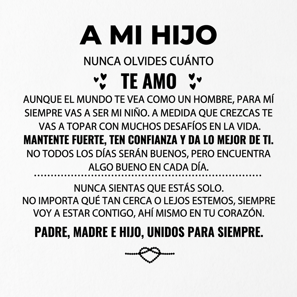 "Para mi hijo" — Pulsera grabada
