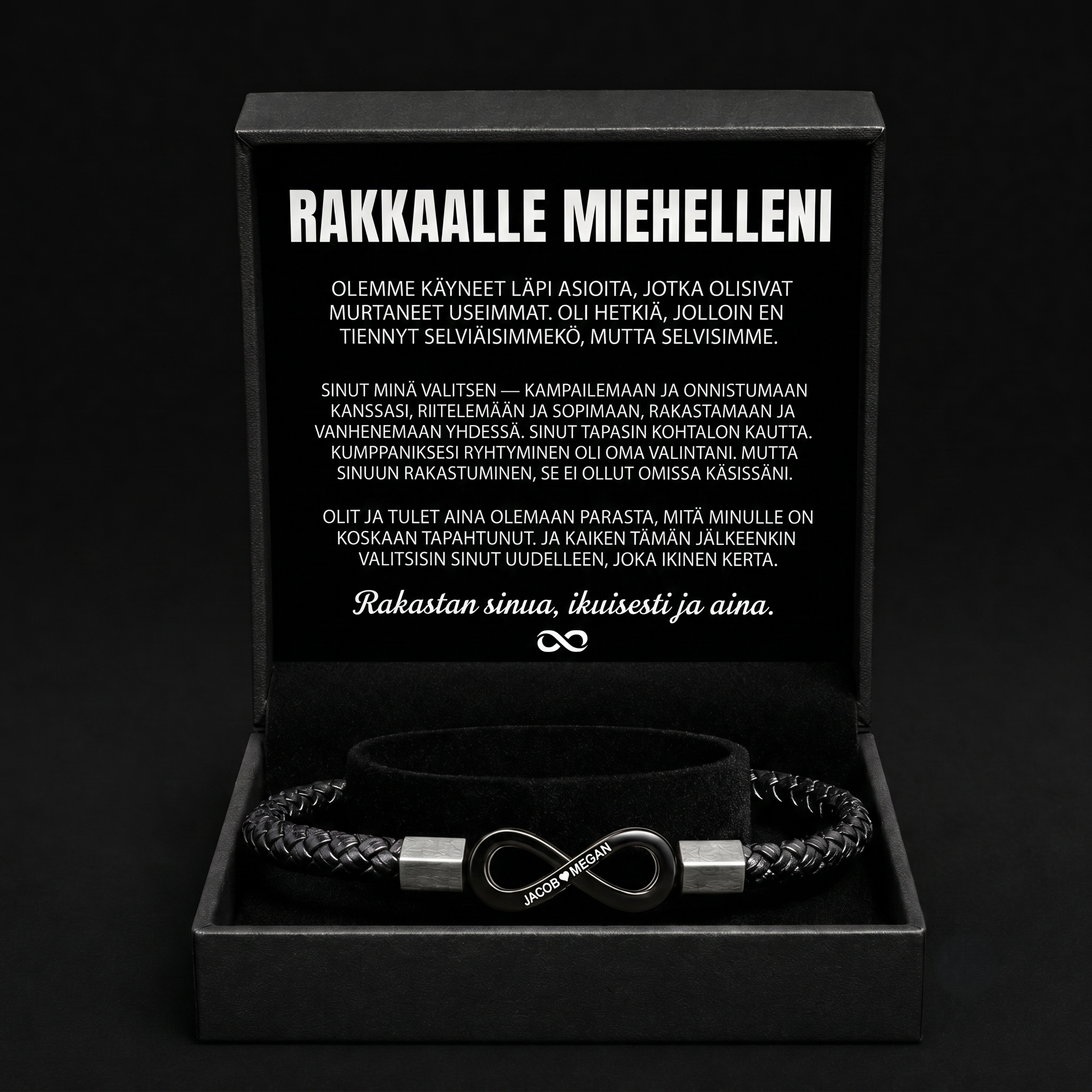 Yksilöity rannekoru miehelleni