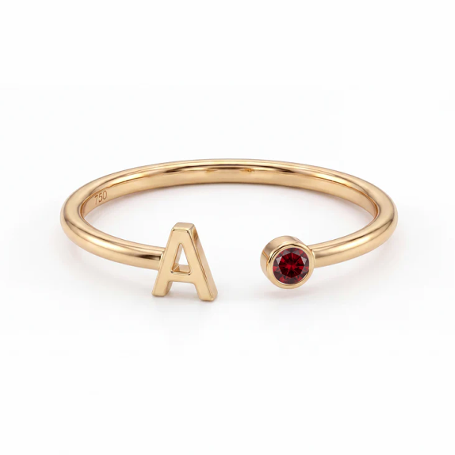 Verstellbarer Ring mit Initiale & Geburtsstein