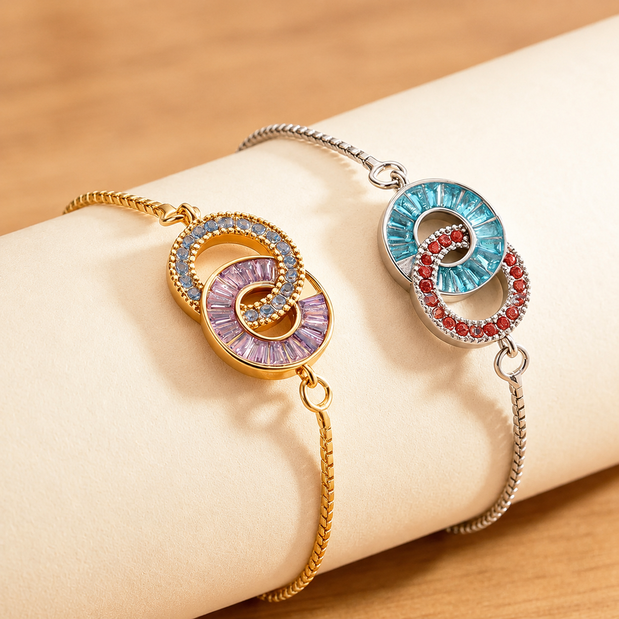Personalized Linked Birthstone Bracelet