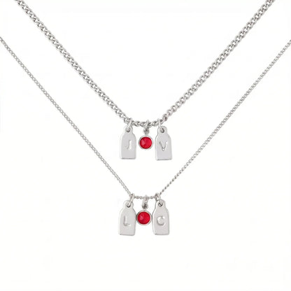 Initials & Anniversary Stone Necklace