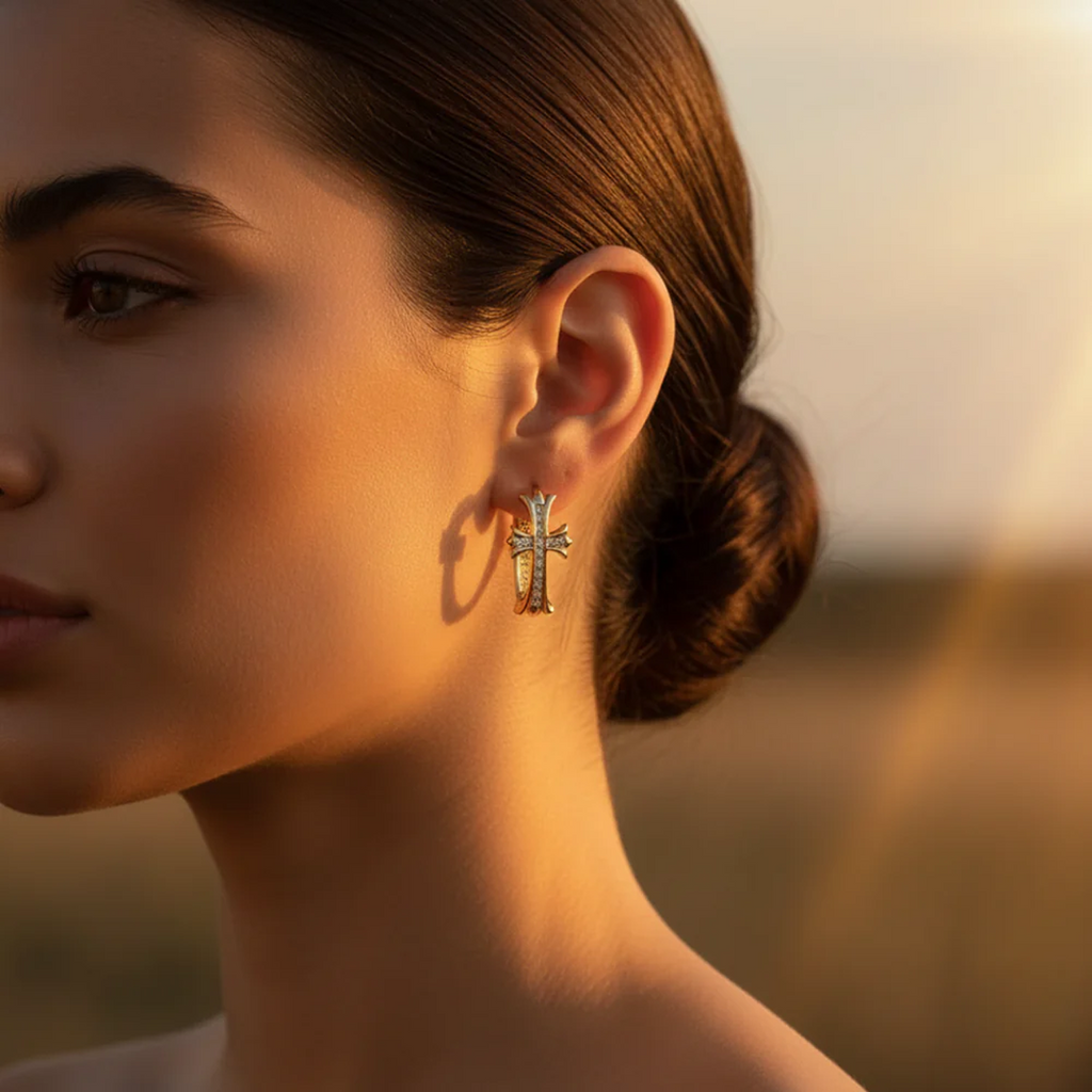 Cross Charm Hoops
