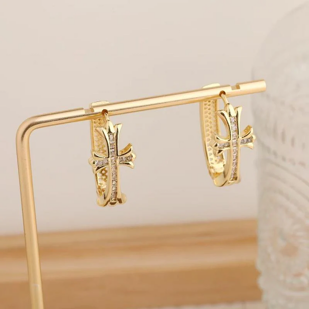 Cross Charm Hoops