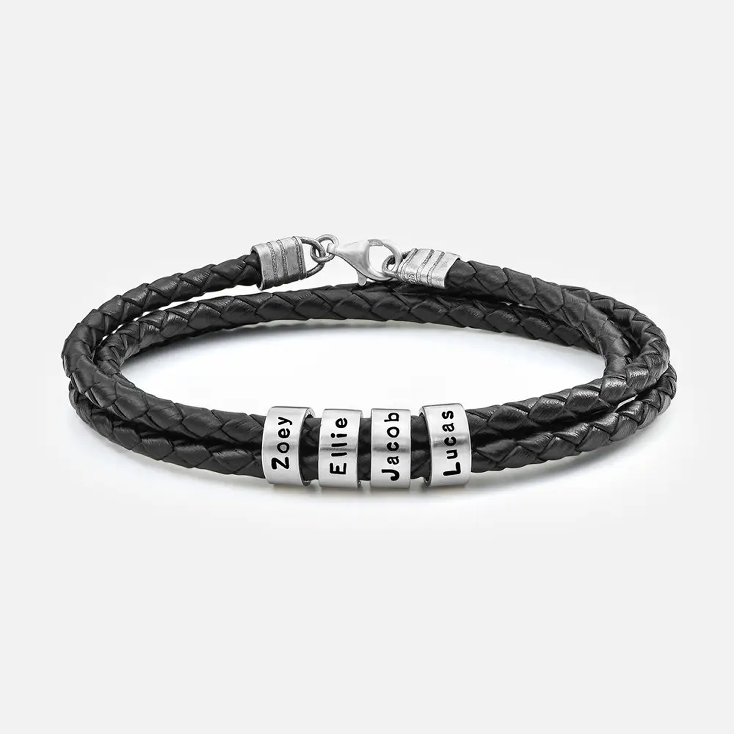 Braided Leather Bracelet with Beads