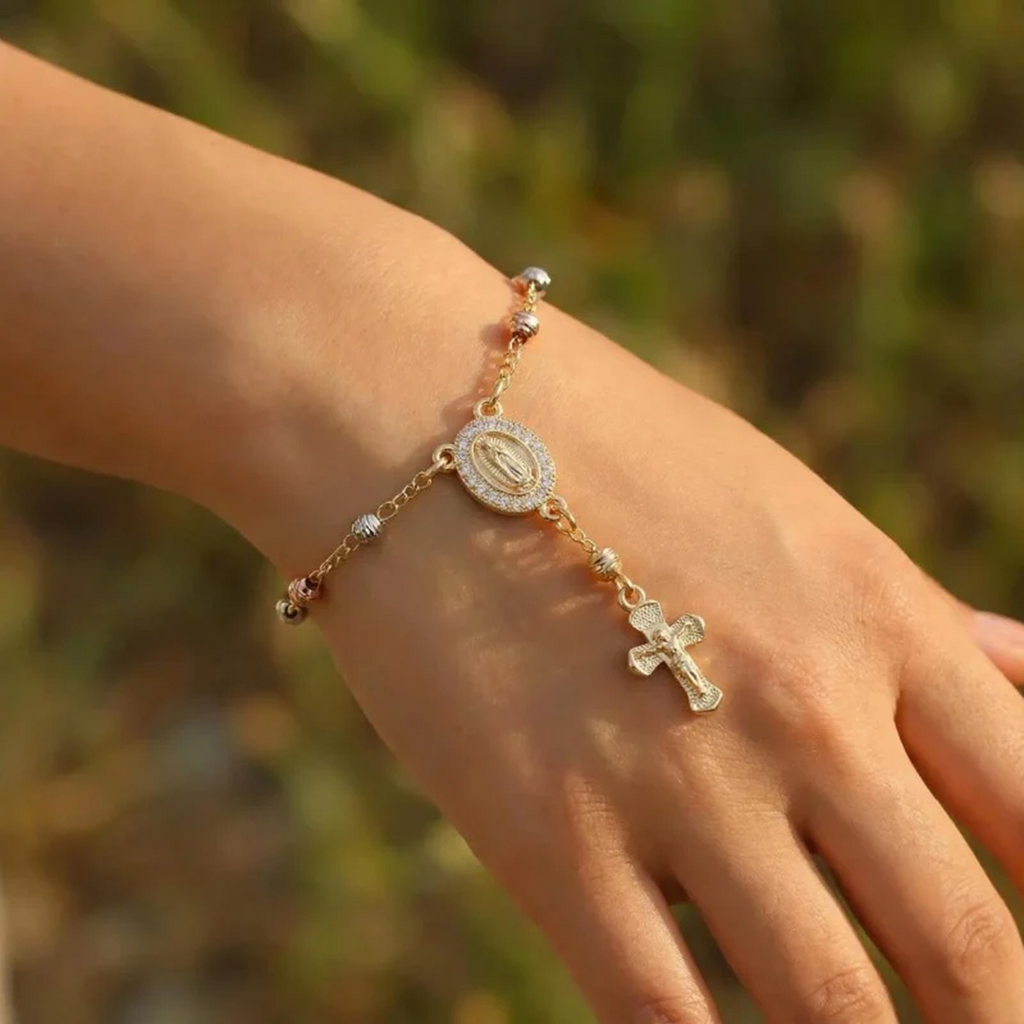 Virgin Mary Cross Bracelet