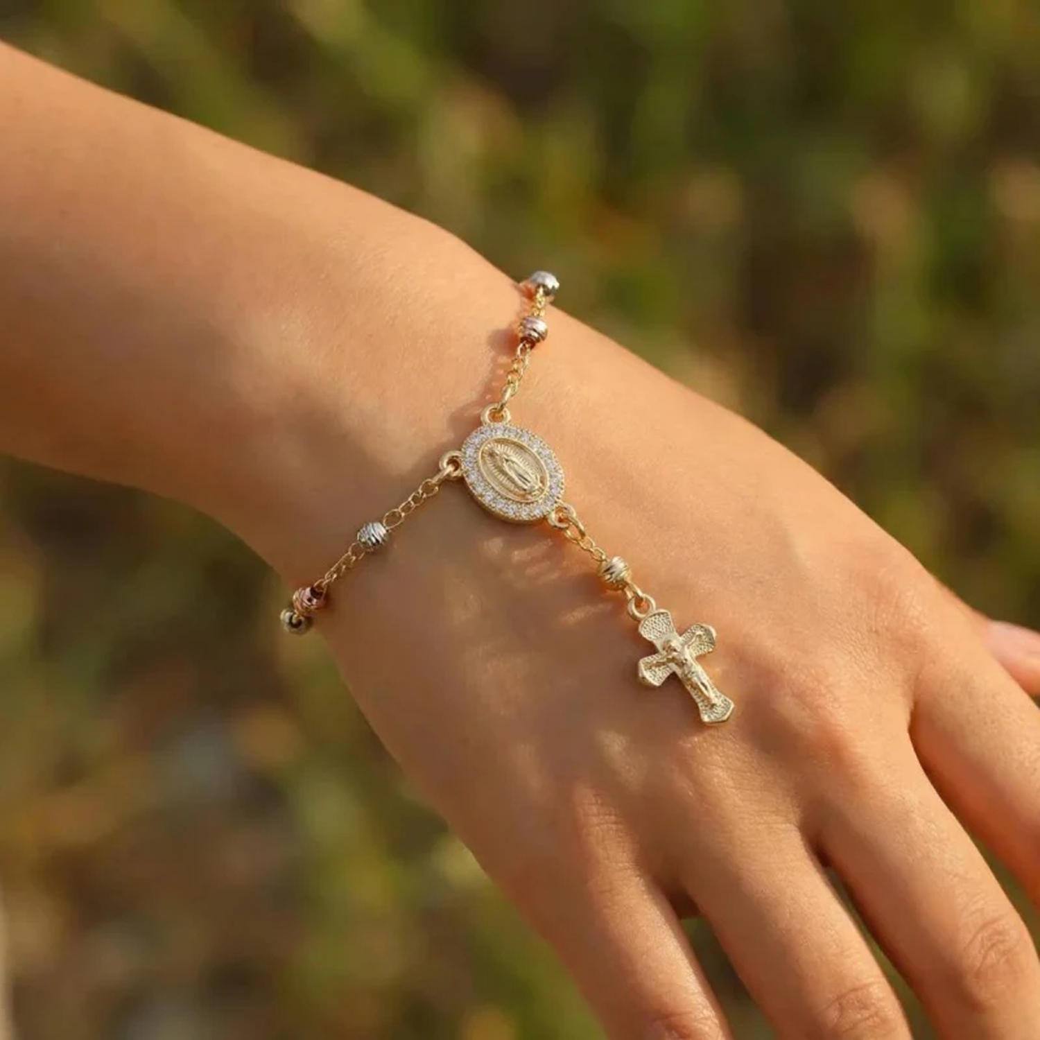 Virgin Mary Cross Bracelet
