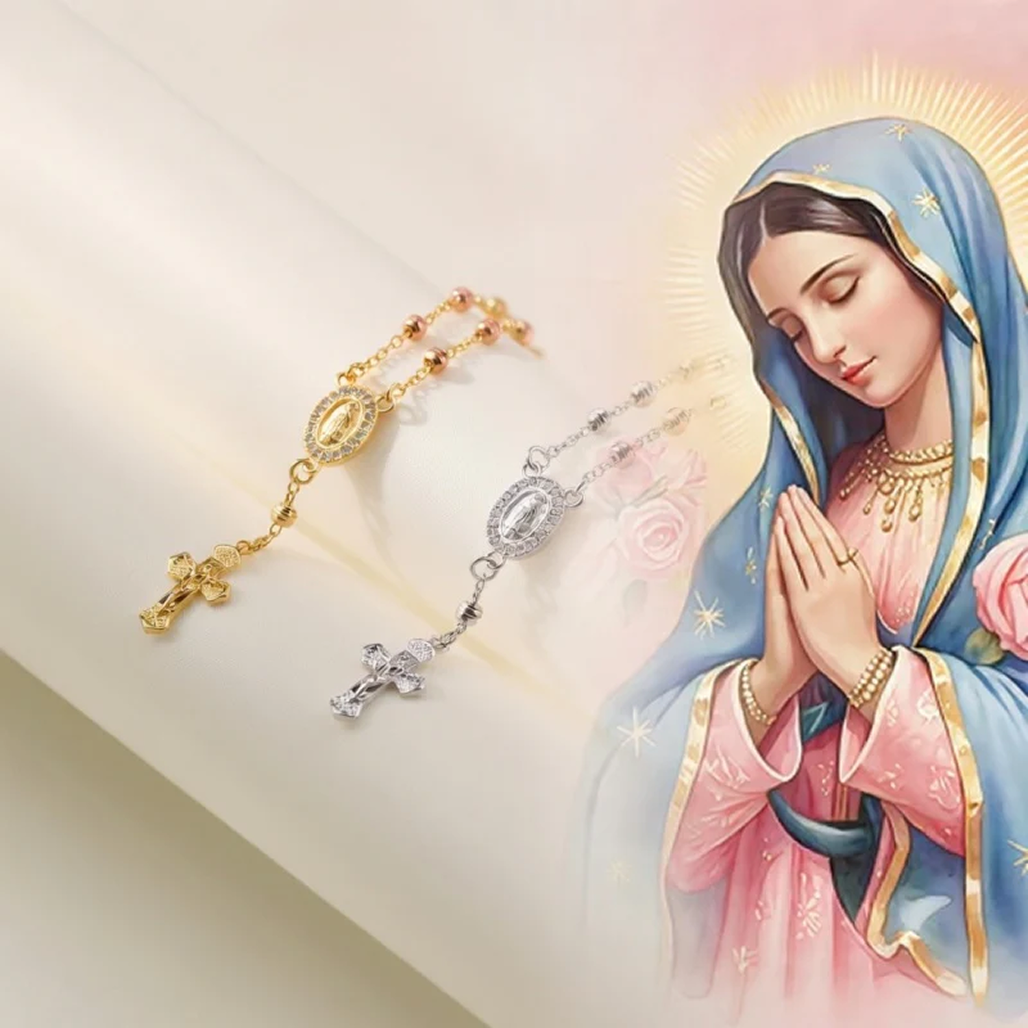 Virgin Mary Cross Bracelet