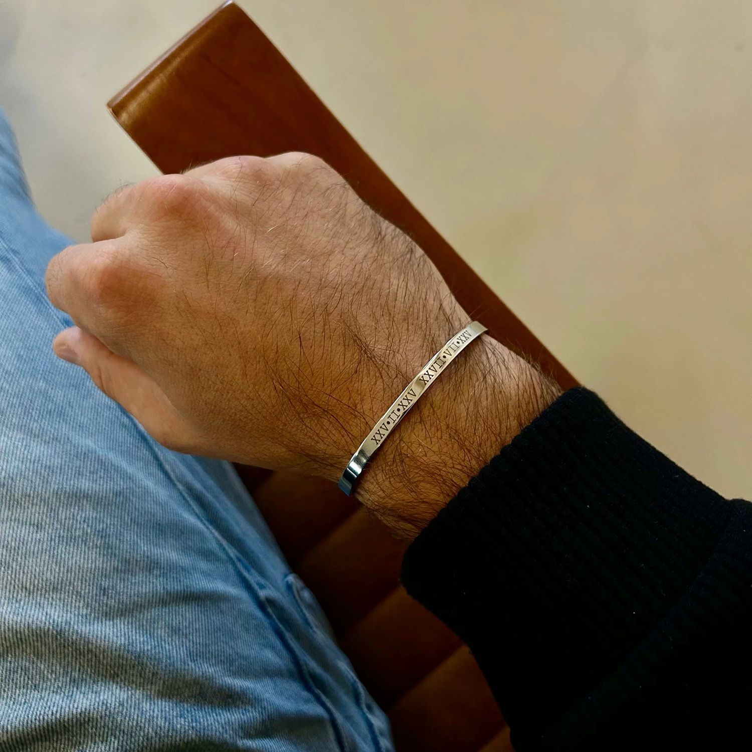 Engraved Silver Cuff Bracelet