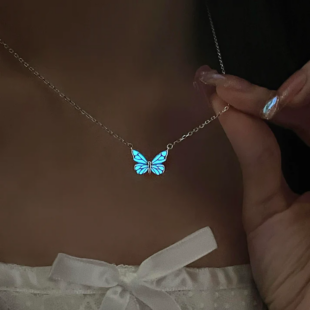 Radiant Blue Butterfly Necklace
