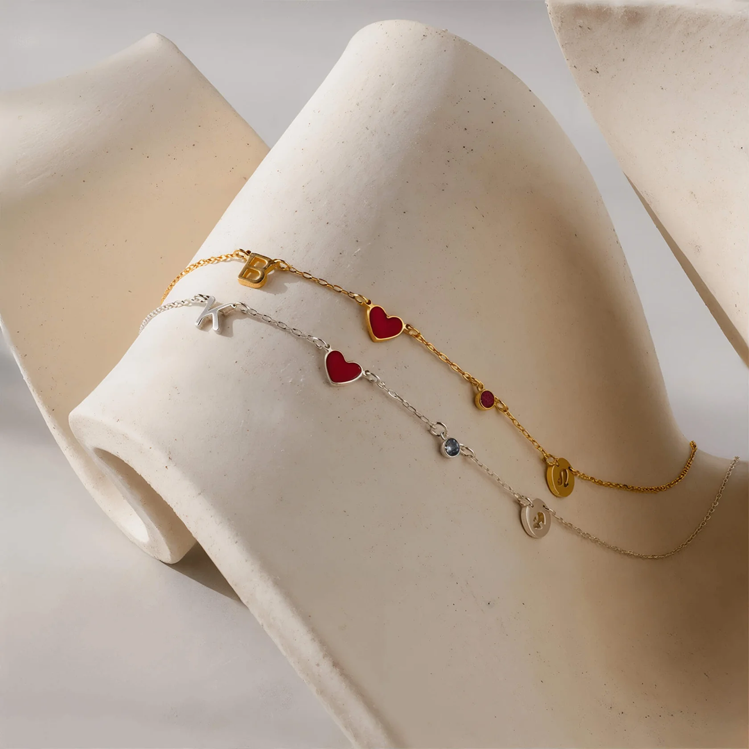 Collar de Inicial, Corazón, Piedra Natal y Zodiaco