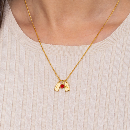 Initials & Anniversary Stone Necklace